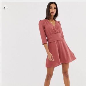 Asos Design wrap mini dress with ruched waist